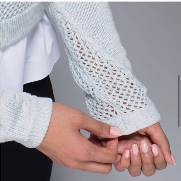 Lululemon Be Present blue white mixed open knit cropped sweater - Picture 5 of 16